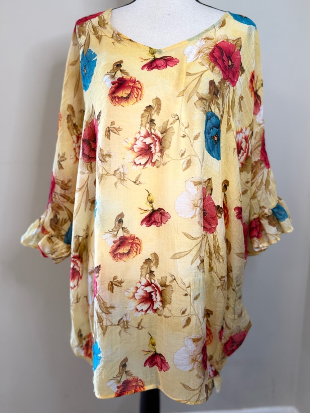 Umgee floral semi sheer swimwear beach coverup SZ M/L - Picture 5 of 11